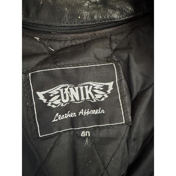 VTG UNIK Jacket Womens Medium Black Tan Leather Fringe Western Motorcycle Chaps - Picture 8 of 16